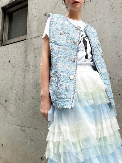 bijou button tweed vest