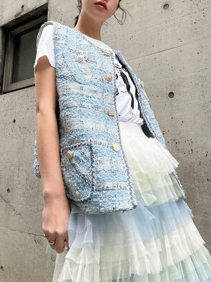 bijou button tweed vest