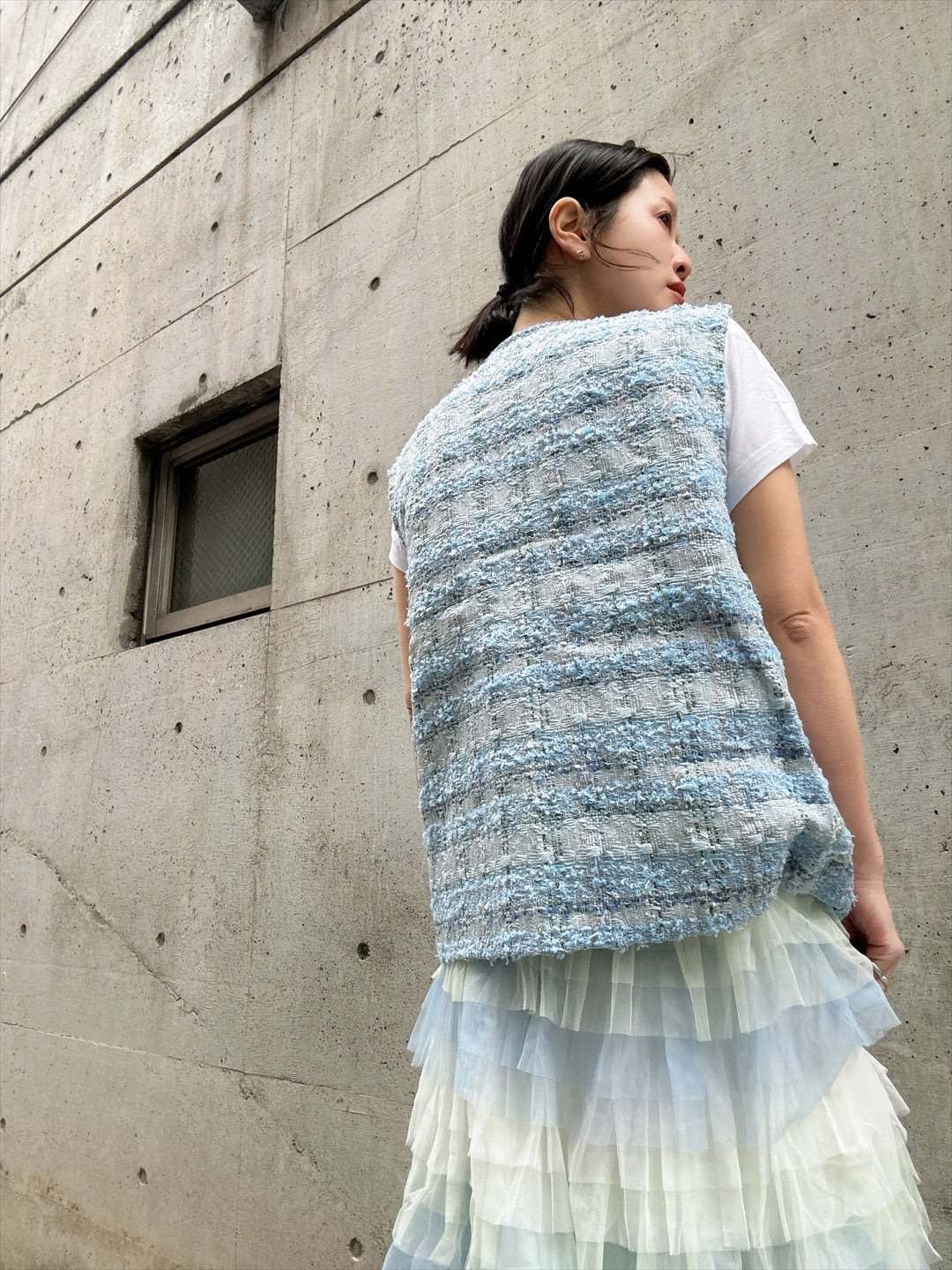 bijou button tweed vest