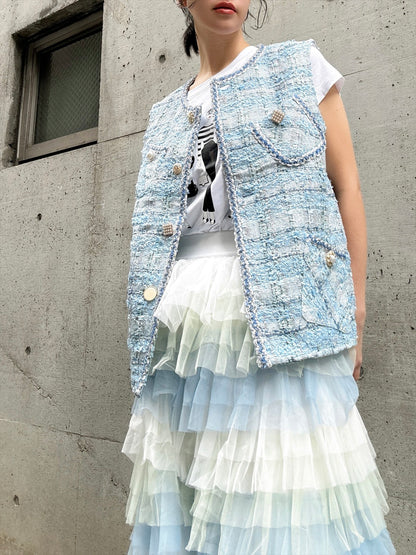 bijou button tweed vest