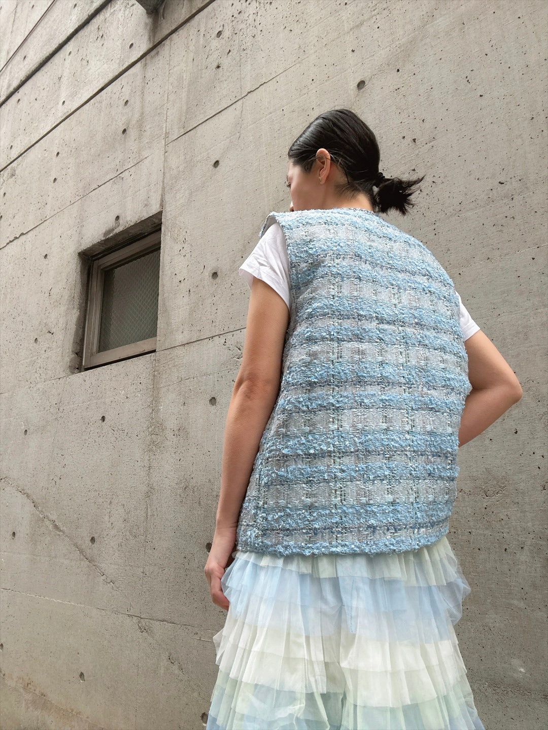 bijou button tweed vest