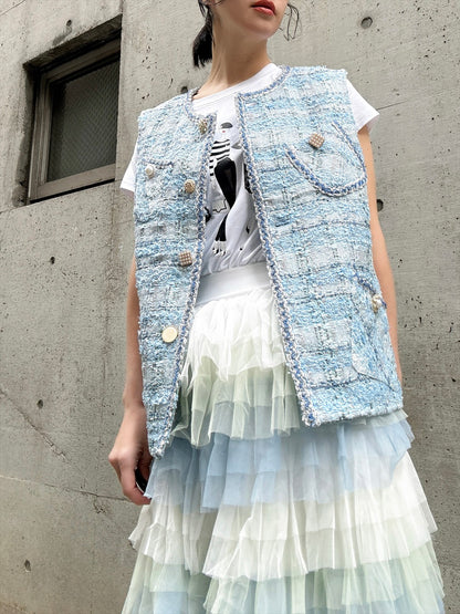 bijou button tweed vest