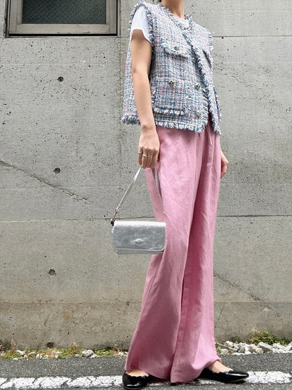 multicolor tweed vest