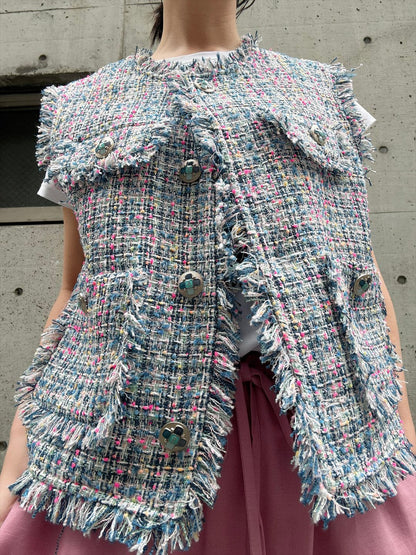 multicolor tweed vest