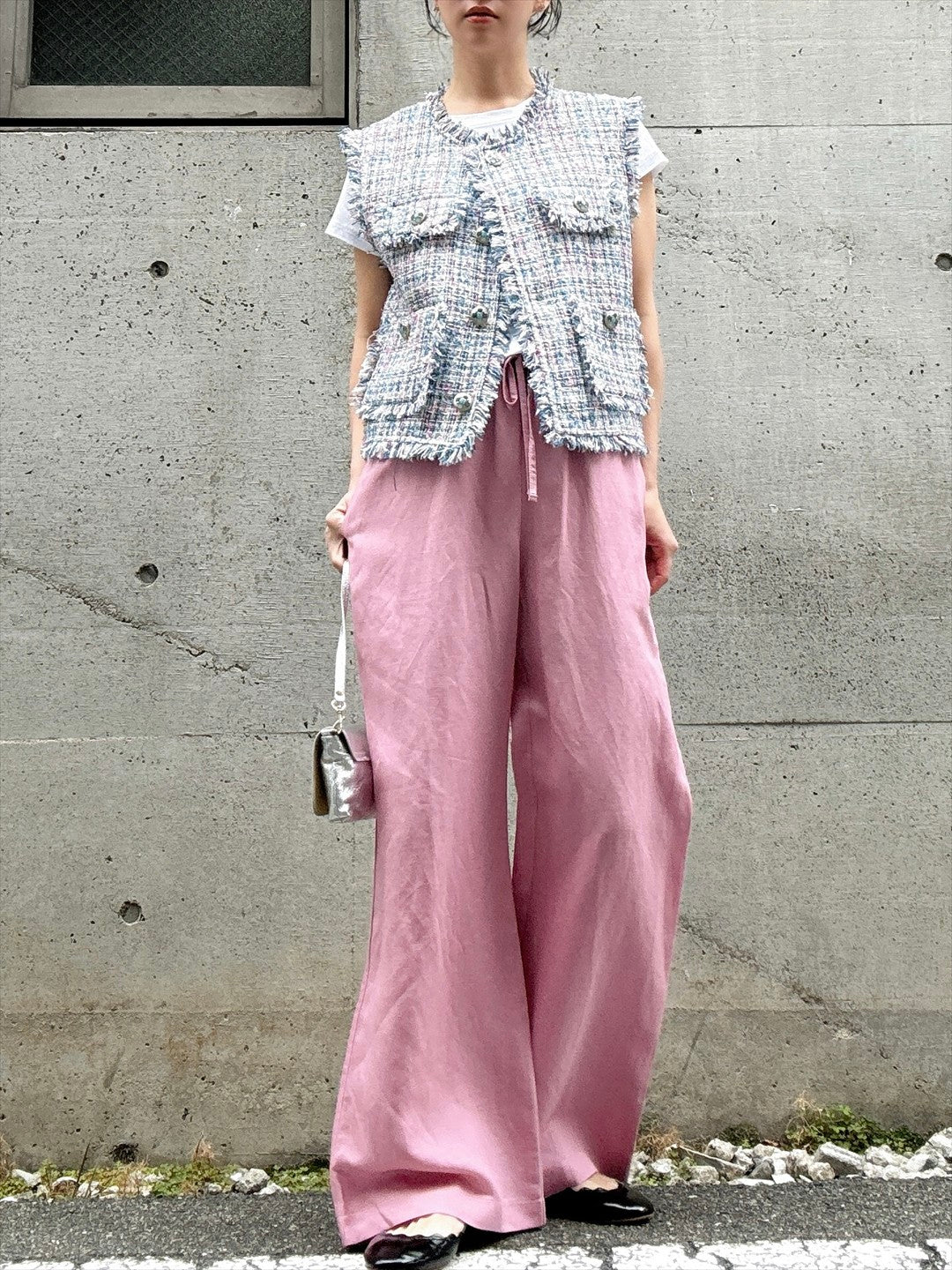 multicolor tweed vest