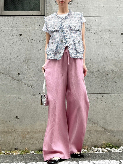 multicolor tweed vest