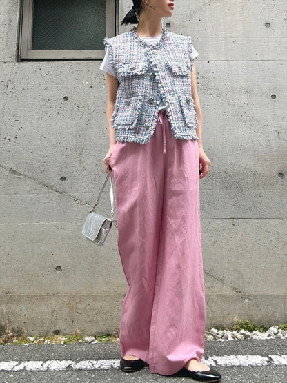 multicolor tweed vest