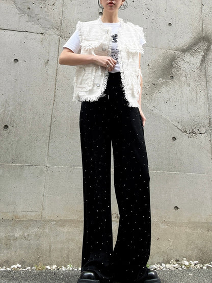 feather tweed vest