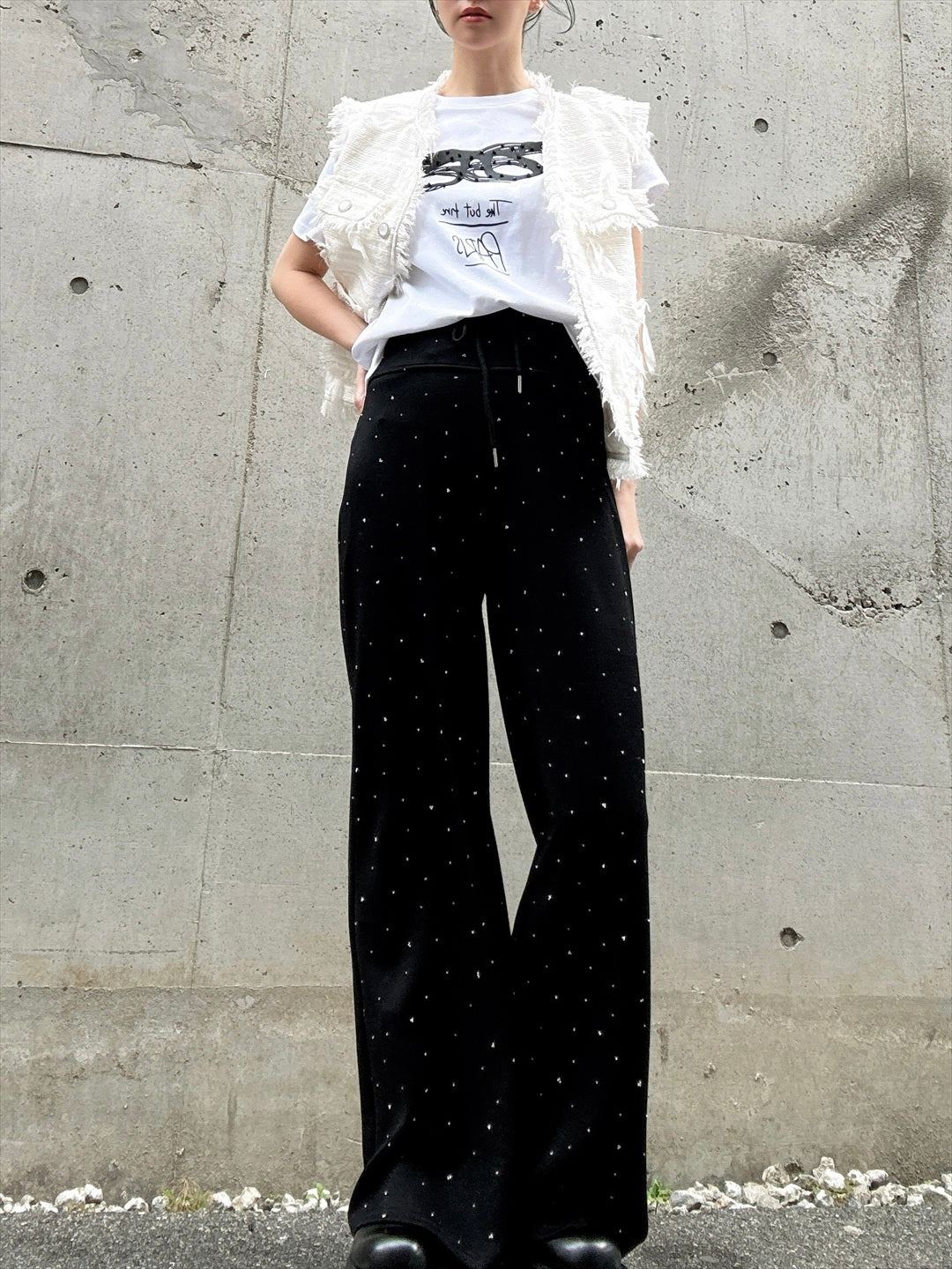 feather tweed vest