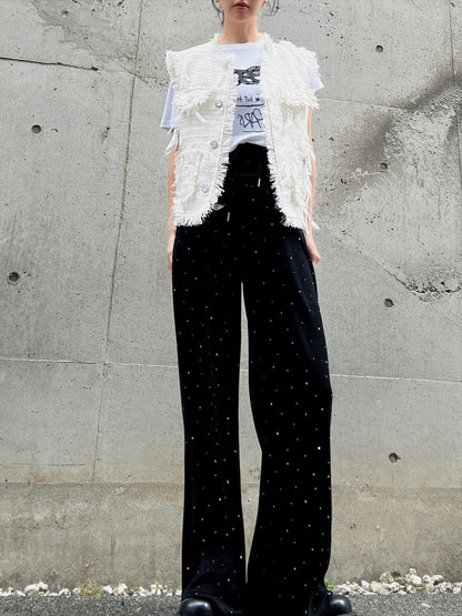 feather tweed vest