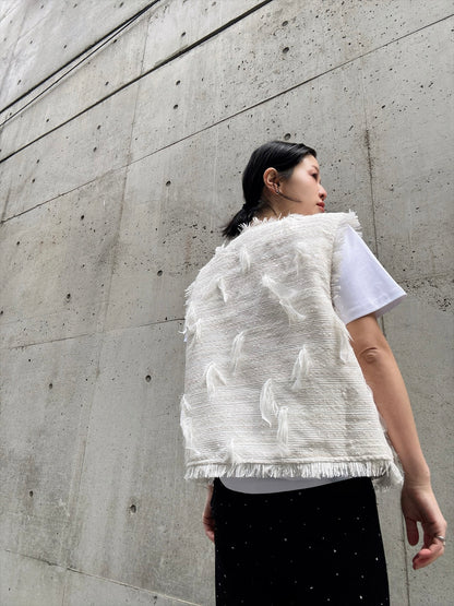 feather tweed vest