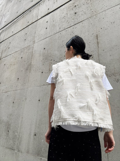 feather tweed vest