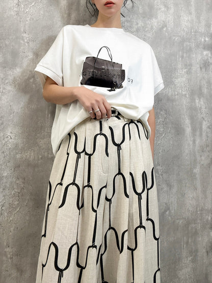 modern geometric line linen pants