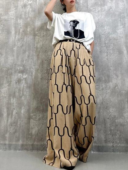 modern geometric line linen pants