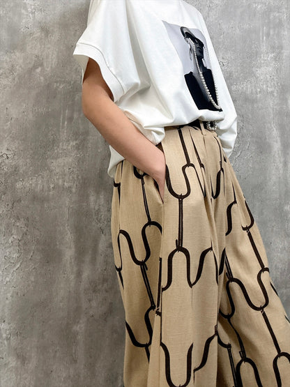 modern geometric line linen pants