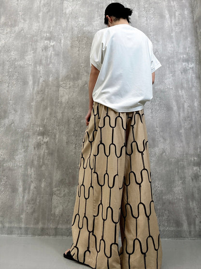 modern geometric line linen pants