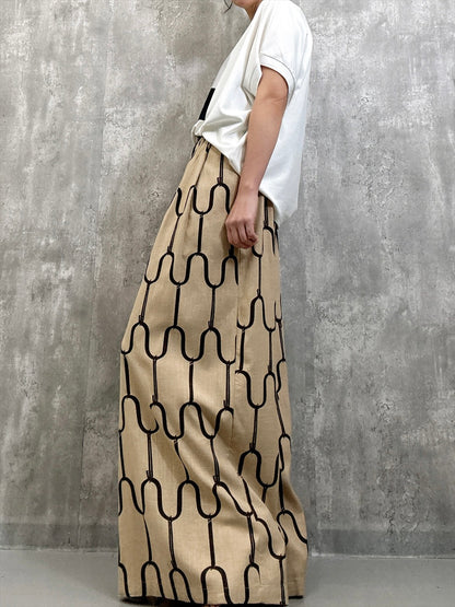 modern geometric line linen pants