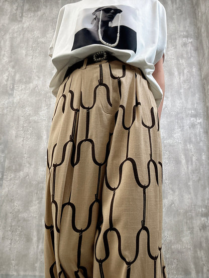 modern geometric line linen pants