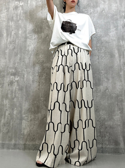 modern geometric line linen pants