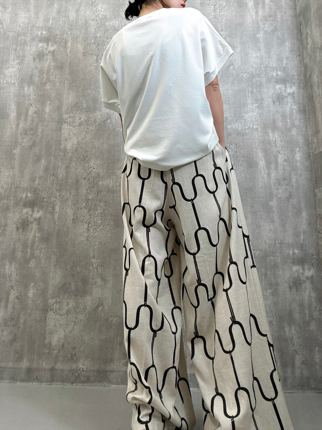 modern geometric line linen pants