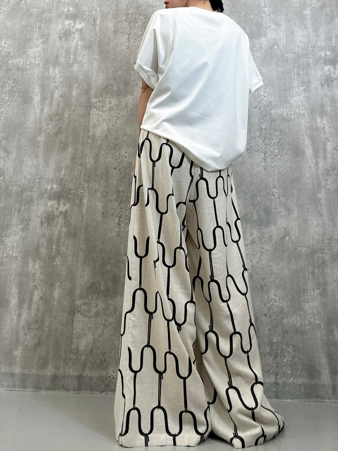 modern geometric line linen pants