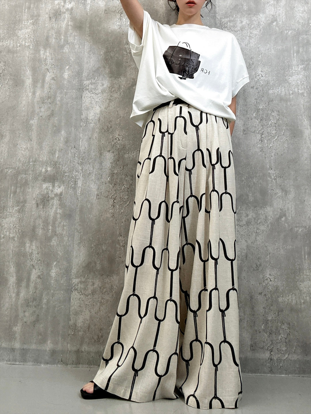 modern geometric line linen pants