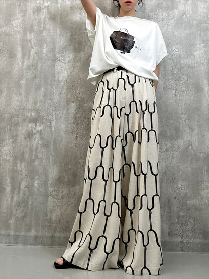 modern geometric line linen pants