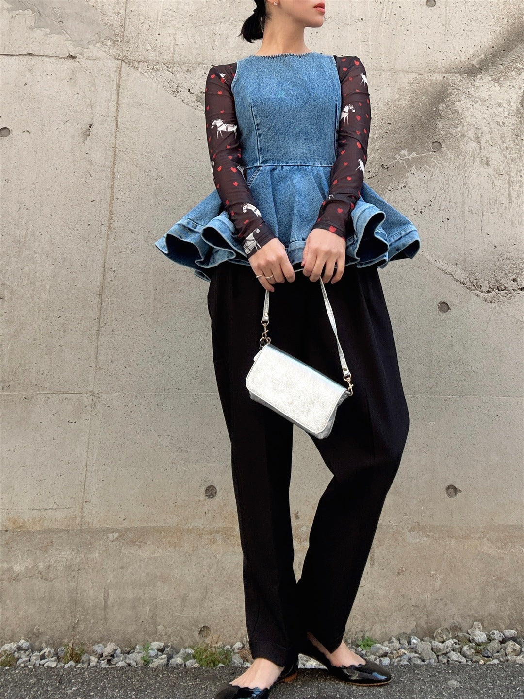 peplum silhouette denim tunic