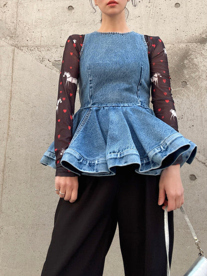 peplum silhouette denim tunic