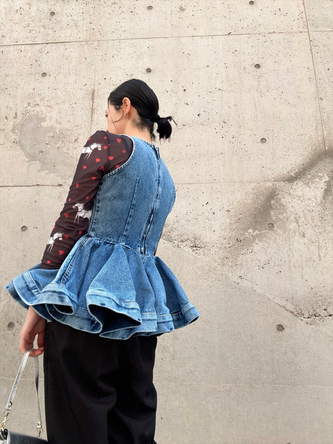 peplum silhouette denim tunic