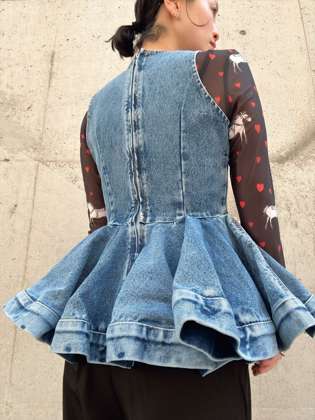 peplum silhouette denim tunic