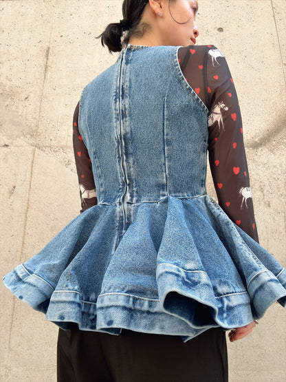 peplum silhouette denim tunic