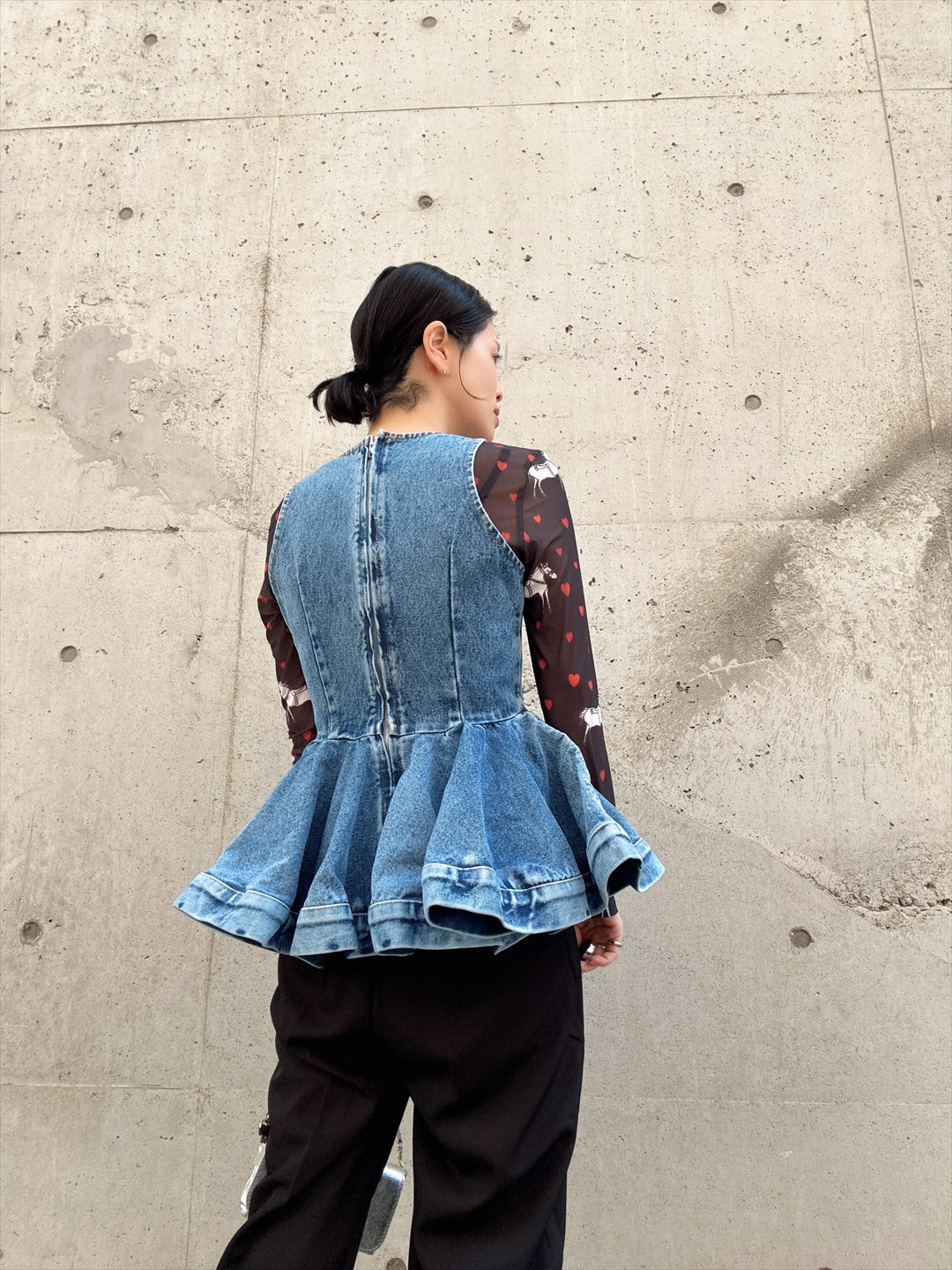 peplum silhouette denim tunic