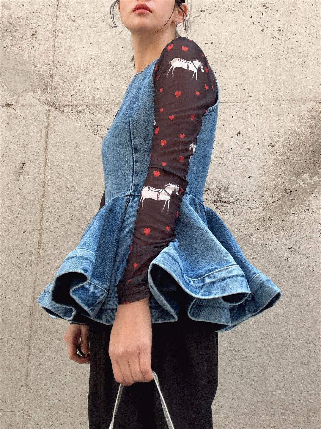 peplum silhouette denim tunic