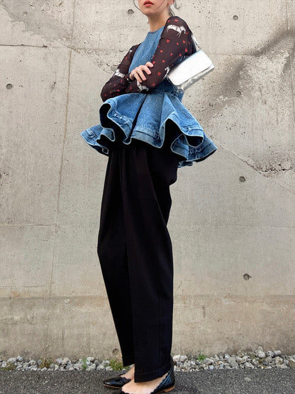 peplum silhouette denim tunic