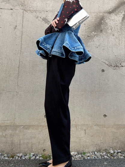 peplum silhouette denim tunic