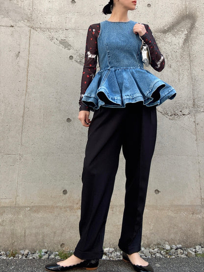 peplum silhouette denim tunic