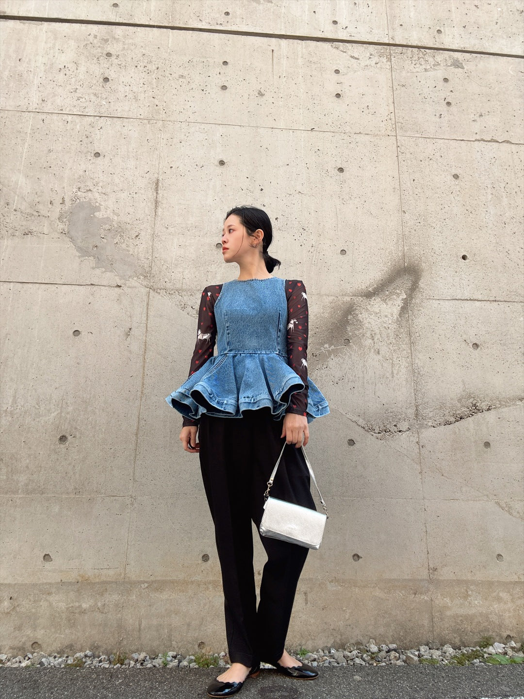 peplum silhouette denim tunic