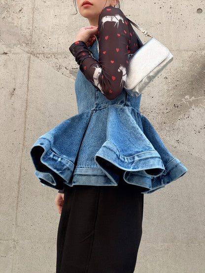 peplum silhouette denim tunic