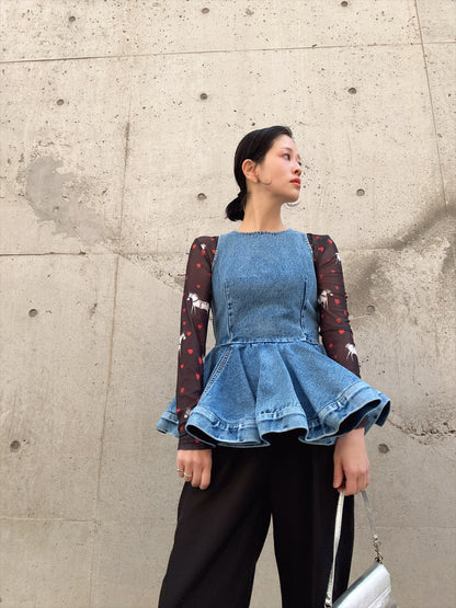 peplum silhouette denim tunic