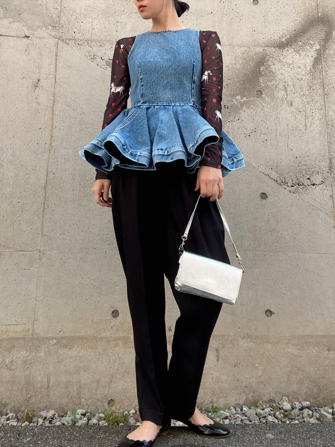 peplum silhouette denim tunic