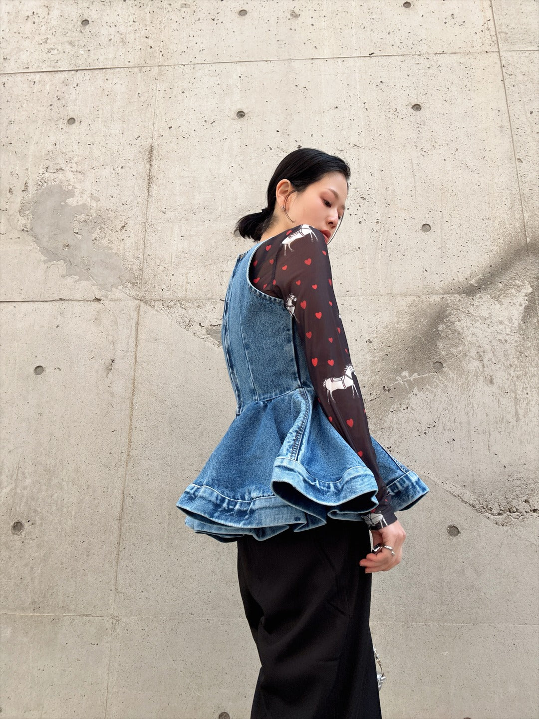 peplum silhouette denim tunic