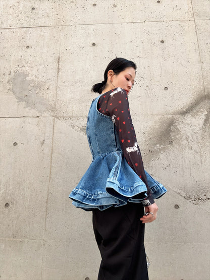 peplum silhouette denim tunic