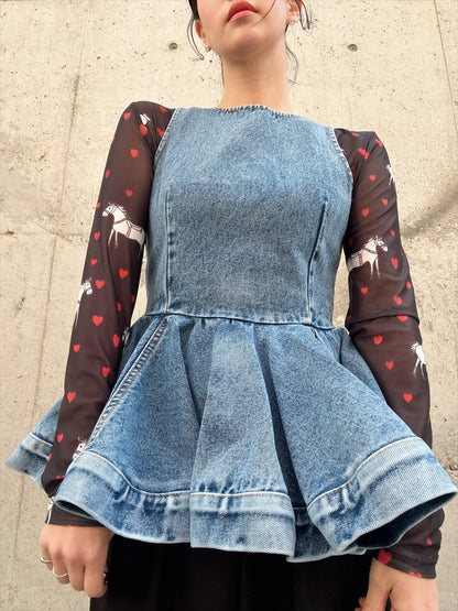 peplum silhouette denim tunic