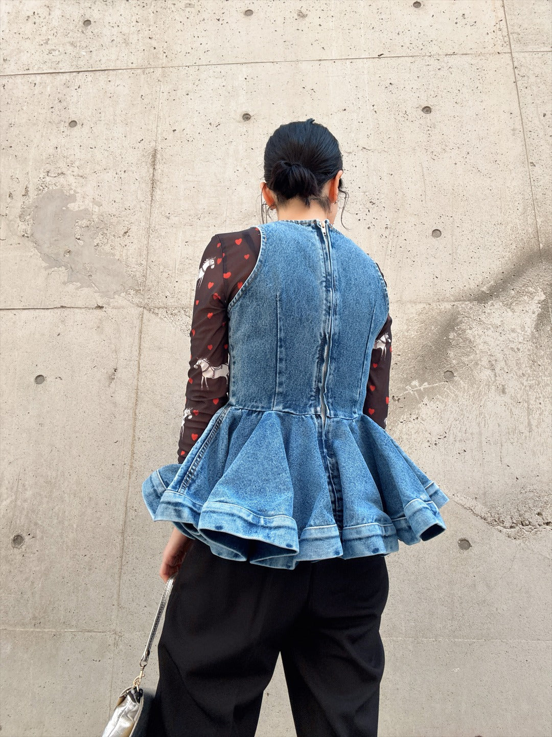 peplum silhouette denim tunic