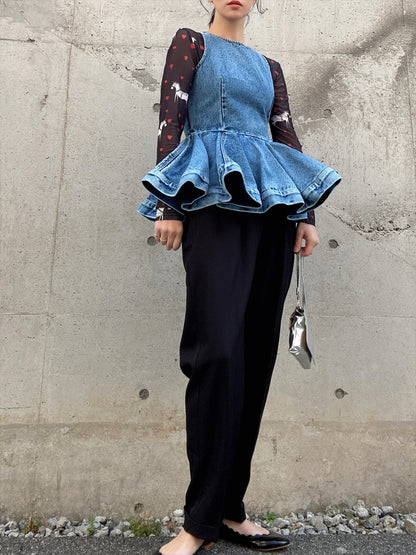 peplum silhouette denim tunic