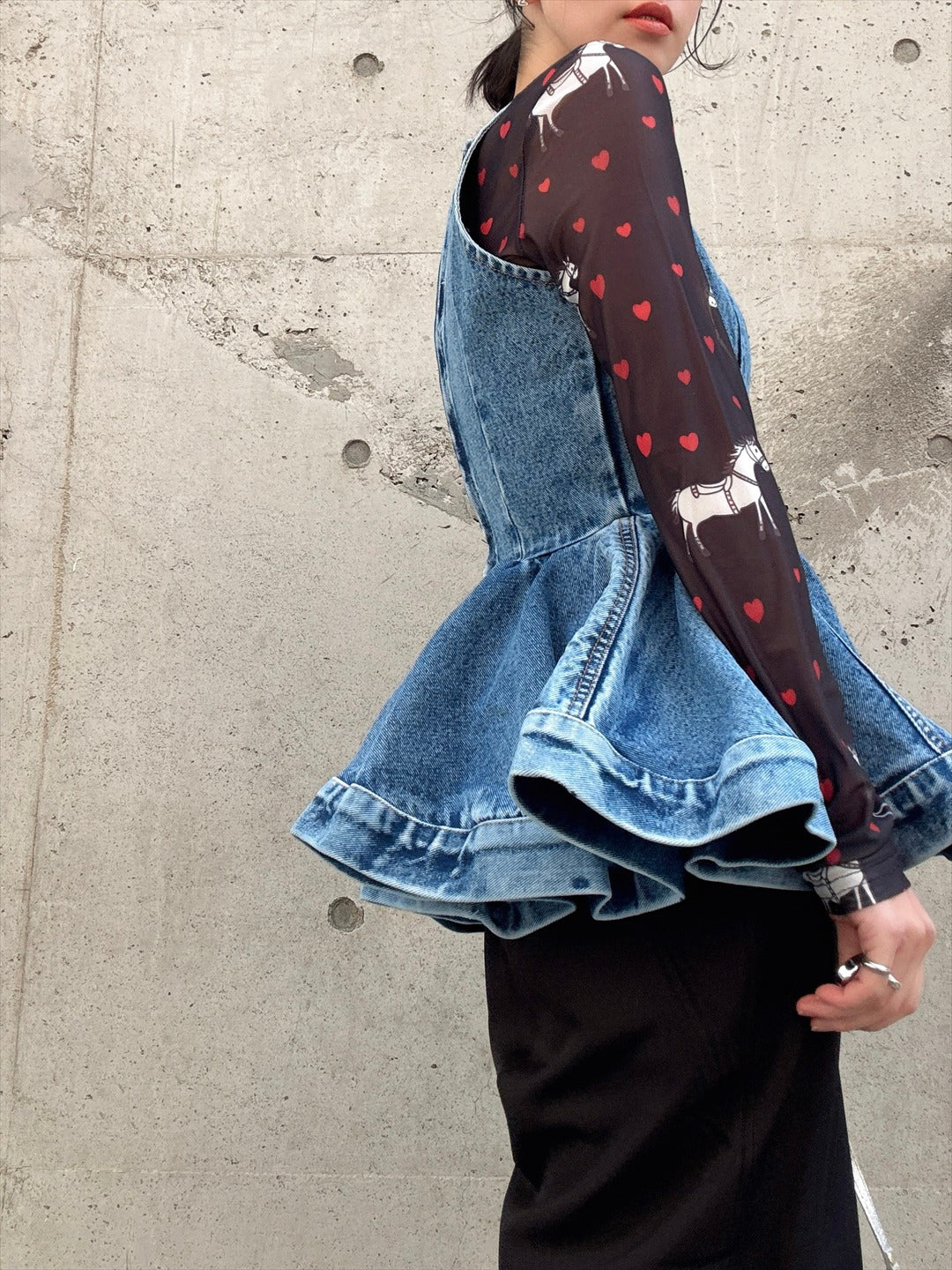 peplum silhouette denim tunic