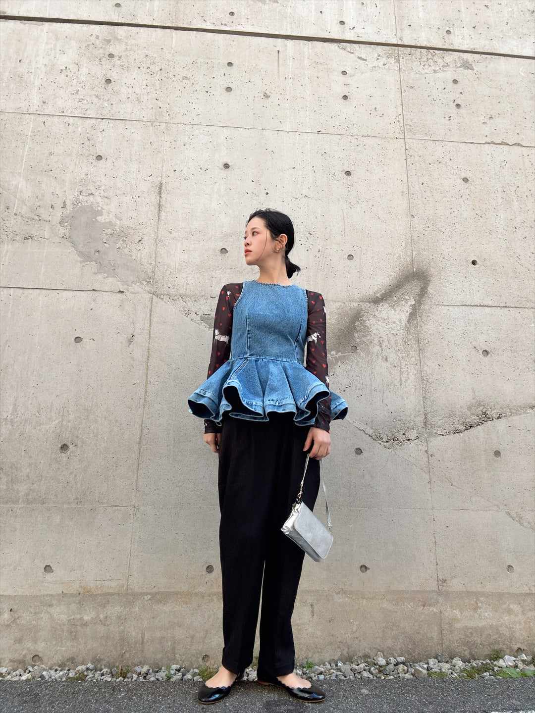 peplum silhouette denim tunic