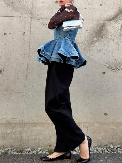 peplum silhouette denim tunic