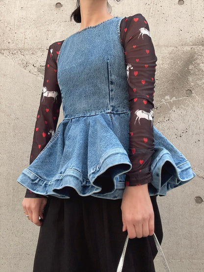 peplum silhouette denim tunic